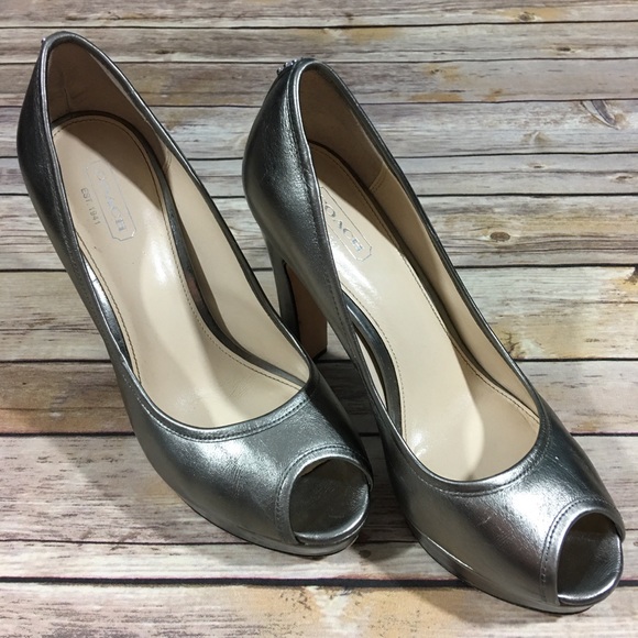 Coach, silver Breana heels - Picture 1 of 6